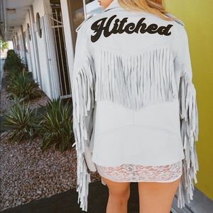 White Leather Fringe “hitched” Jacket